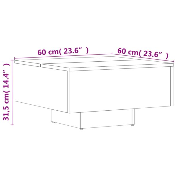 vidaXL Coffee Table White 23.6"x23.6"x12.4" Engineered Wood - Image 9