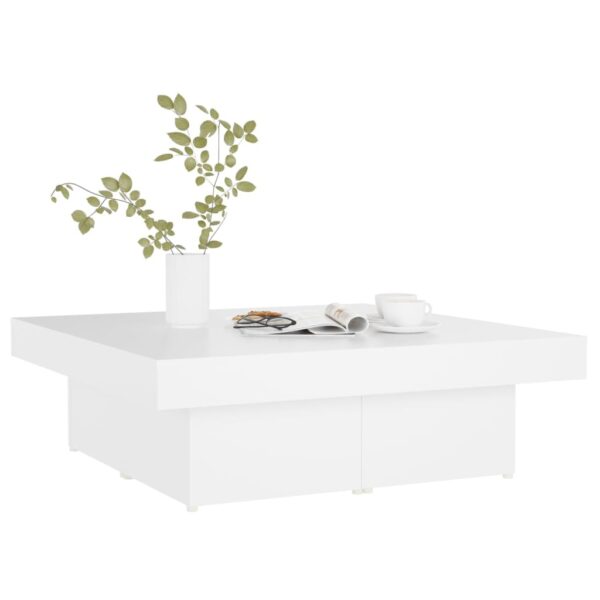 vidaXL Coffee Table White 35.4"x35.4"x11" Engineered Wood - Image 3