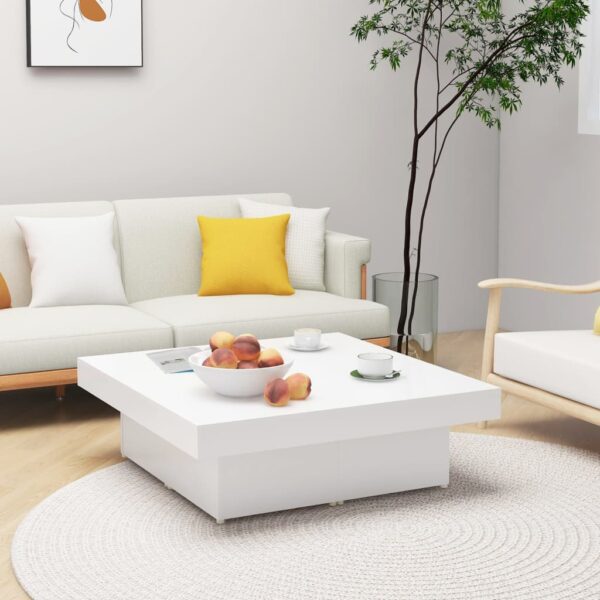 vidaXL Coffee Table White 35.4"x35.4"x11" Engineered Wood