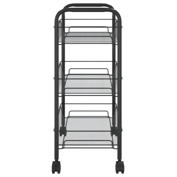 vidaXL 3-Tier Kitchen Trolley Black 18.1"x10.2"x25.2" Iron - Image 4