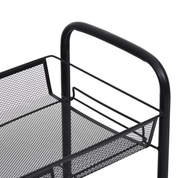 vidaXL 3-Tier Kitchen Trolley Black 18.1"x10.2"x25.2" Iron - Image 5