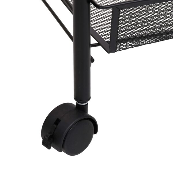 vidaXL 3-Tier Kitchen Trolley Black 18.1"x10.2"x25.2" Iron - Image 6