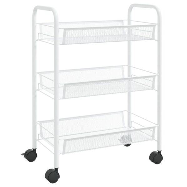 vidaXL 3-Tier Kitchen Trolley White 18.1"x10.2"x25.2" Iron - Image 2