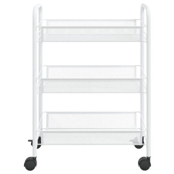 vidaXL 3-Tier Kitchen Trolley White 18.1"x10.2"x25.2" Iron - Image 3