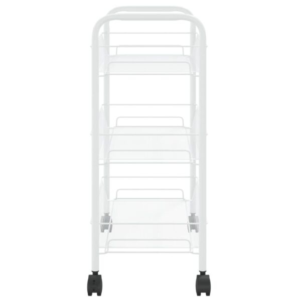 vidaXL 3-Tier Kitchen Trolley White 18.1"x10.2"x25.2" Iron - Image 4