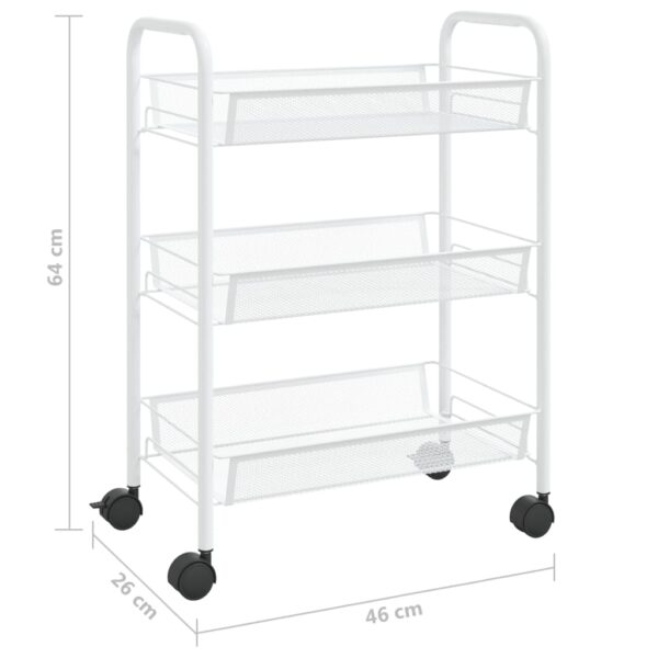 vidaXL 3-Tier Kitchen Trolley White 18.1"x10.2"x25.2" Iron - Image 7