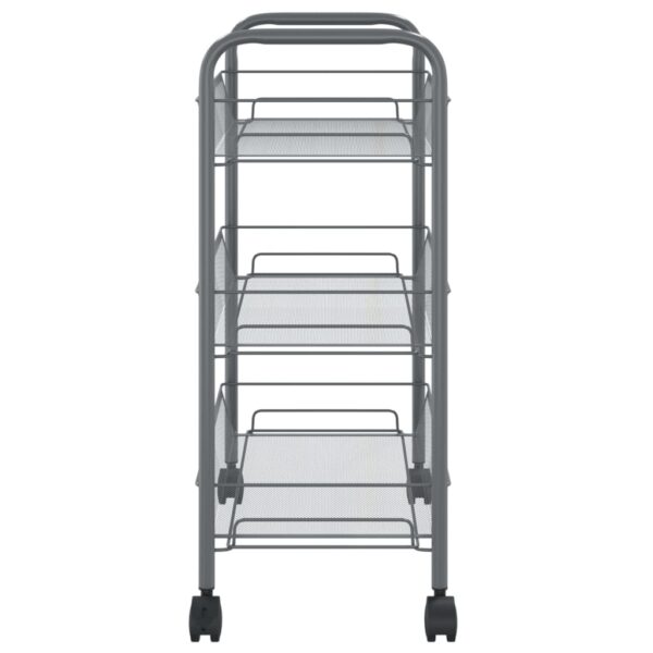 vidaXL 3-Tier Kitchen Trolley Gray 18.1"x10.2"x25.2" Iron - Image 4