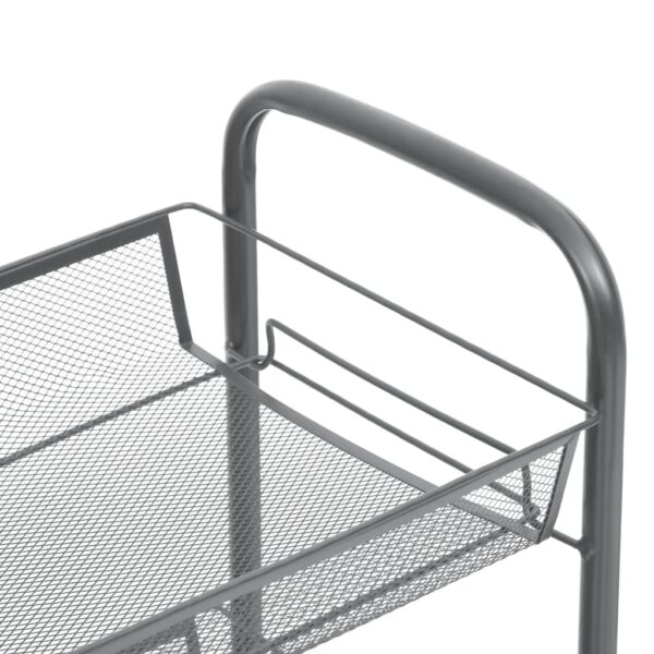 vidaXL 3-Tier Kitchen Trolley Gray 18.1"x10.2"x25.2" Iron - Image 5