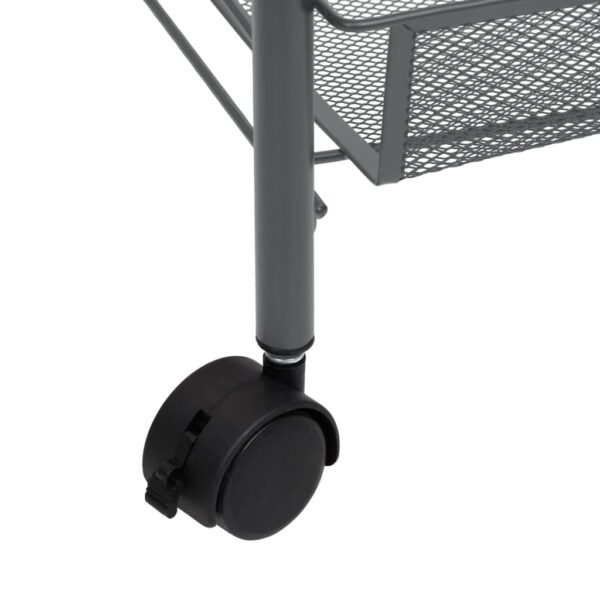 vidaXL 3-Tier Kitchen Trolley Gray 18.1"x10.2"x25.2" Iron - Image 6