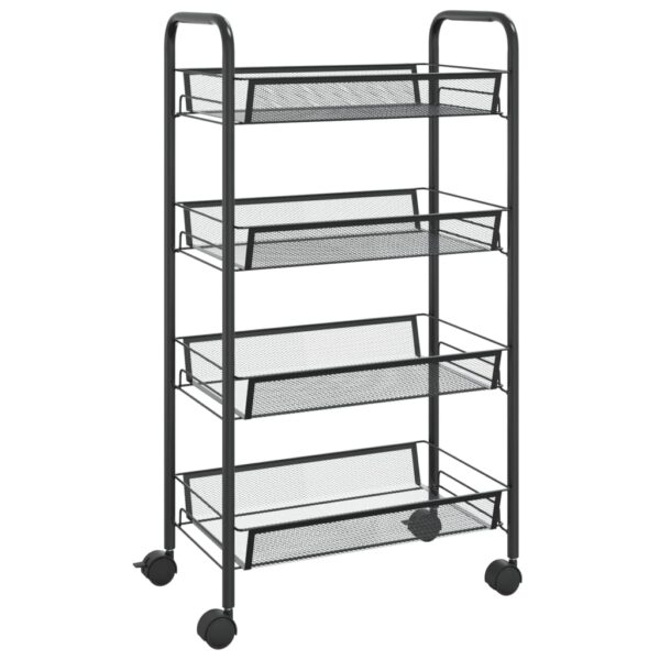 vidaXL 4-Tier Kitchen Trolley Black 18.1"x10.2"x33.5" Iron - Image 2