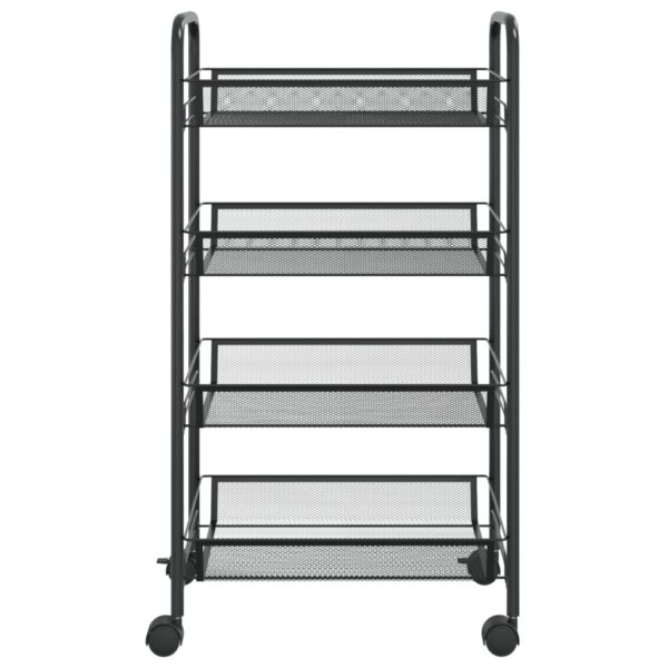 vidaXL 4-Tier Kitchen Trolley Black 18.1"x10.2"x33.5" Iron - Image 3