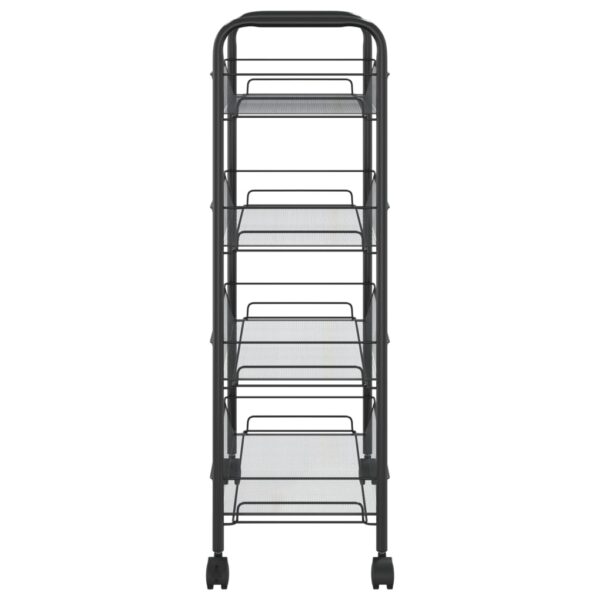 vidaXL 4-Tier Kitchen Trolley Black 18.1"x10.2"x33.5" Iron - Image 4