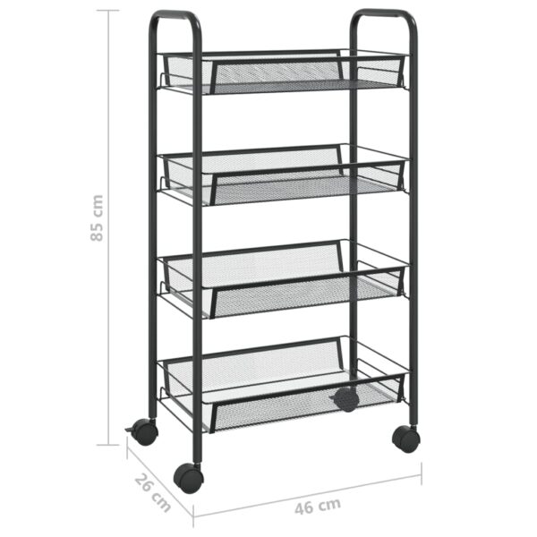 vidaXL 4-Tier Kitchen Trolley Black 18.1"x10.2"x33.5" Iron - Image 7