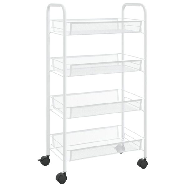 vidaXL 4-Tier Kitchen Trolley White 18.1"x10.2"x33.5" Iron - Image 2