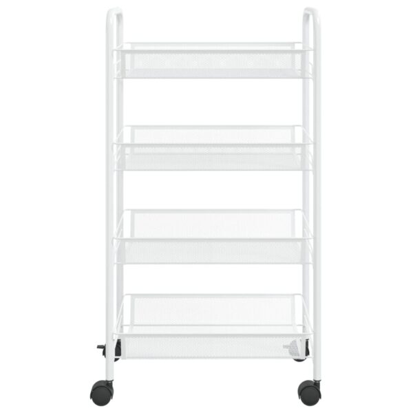 vidaXL 4-Tier Kitchen Trolley White 18.1"x10.2"x33.5" Iron - Image 3