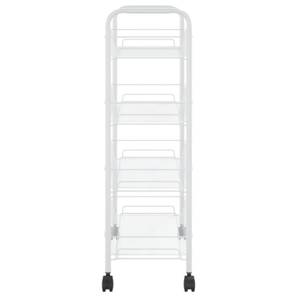 vidaXL 4-Tier Kitchen Trolley White 18.1"x10.2"x33.5" Iron - Image 4