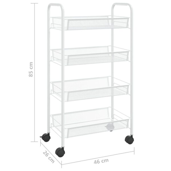 vidaXL 4-Tier Kitchen Trolley White 18.1"x10.2"x33.5" Iron - Image 7