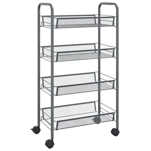 vidaXL 4-Tier Kitchen Trolley Gray 18.1"x10.2"x33.5" Iron - Image 2