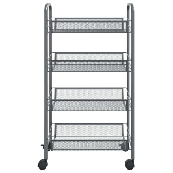 vidaXL 4-Tier Kitchen Trolley Gray 18.1"x10.2"x33.5" Iron - Image 3