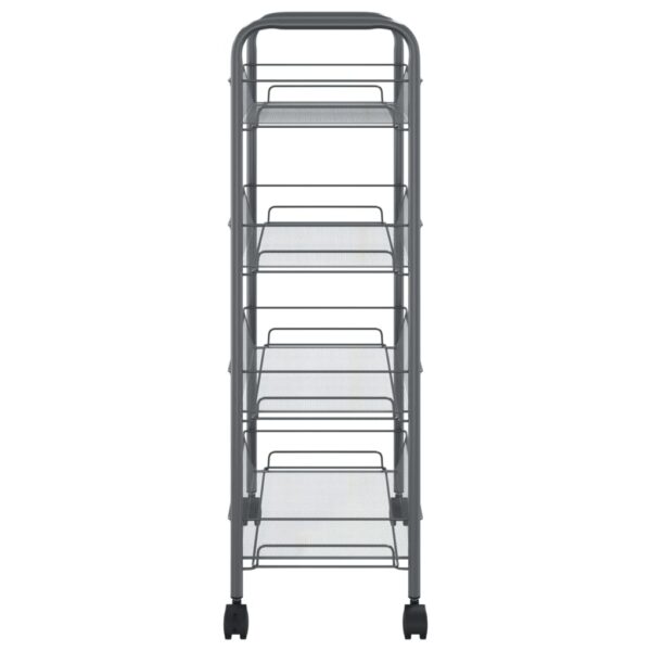 vidaXL 4-Tier Kitchen Trolley Gray 18.1"x10.2"x33.5" Iron - Image 4