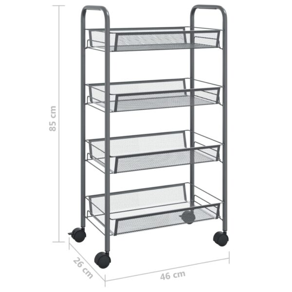 vidaXL 4-Tier Kitchen Trolley Gray 18.1"x10.2"x33.5" Iron - Image 7