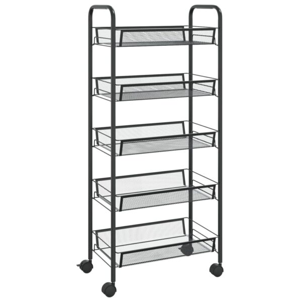 vidaXL 5-Tier Kitchen Trolley Black 18.1"x10.2"x41.3" Iron - Image 2