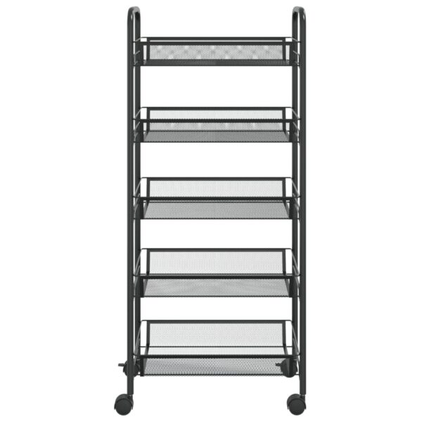 vidaXL 5-Tier Kitchen Trolley Black 18.1"x10.2"x41.3" Iron - Image 3