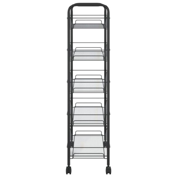 vidaXL 5-Tier Kitchen Trolley Black 18.1"x10.2"x41.3" Iron - Image 4