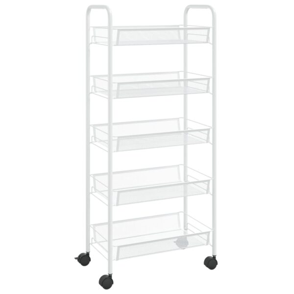 vidaXL 5-Tier Kitchen Trolley White 18.1"x10.2"x41.3" Iron - Image 2