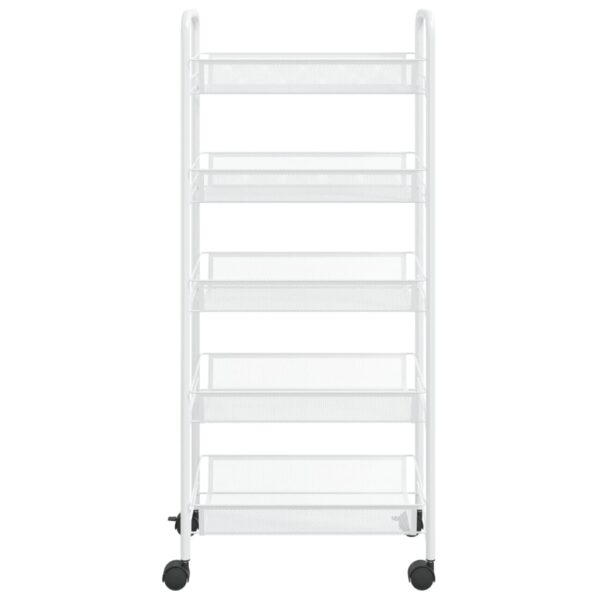 vidaXL 5-Tier Kitchen Trolley White 18.1"x10.2"x41.3" Iron - Image 3