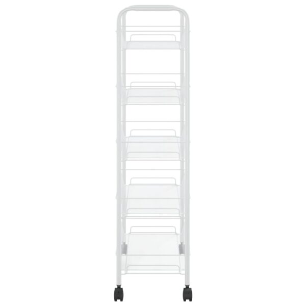 vidaXL 5-Tier Kitchen Trolley White 18.1"x10.2"x41.3" Iron - Image 4