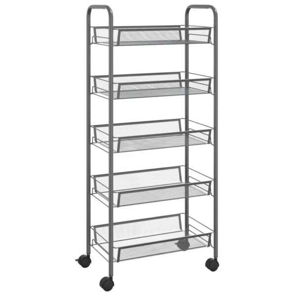 vidaXL 5-Tier Kitchen Trolley Gray 18.1"x10.2"x41.3" Iron - Image 2