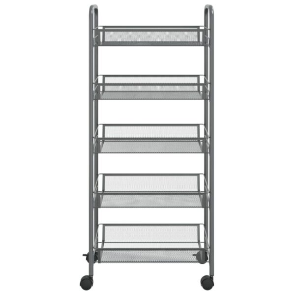 vidaXL 5-Tier Kitchen Trolley Gray 18.1"x10.2"x41.3" Iron - Image 3