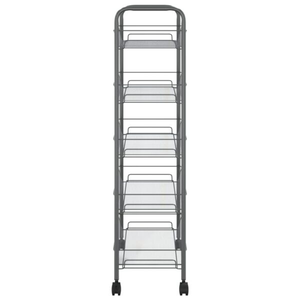 vidaXL 5-Tier Kitchen Trolley Gray 18.1"x10.2"x41.3" Iron - Image 4