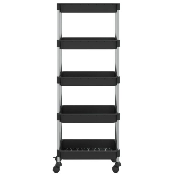 vidaXL 5-Tier Kitchen Trolley Black 16.5"x11.4"x50.4" Iron and ABS - Image 3