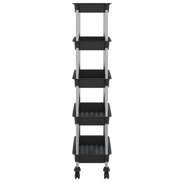 vidaXL 5-Tier Kitchen Trolley Black 16.5"x11.4"x50.4" Iron and ABS - Image 4