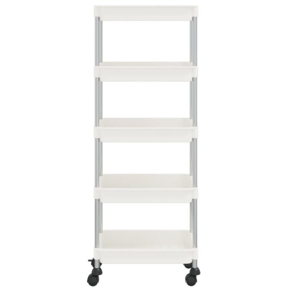 vidaXL 5-Tier Kitchen Trolley White 16.5"x11.4"x50.4" Iron and ABS - Image 3