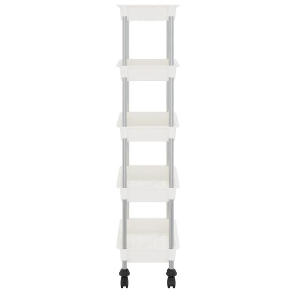 vidaXL 5-Tier Kitchen Trolley White 16.5"x11.4"x50.4" Iron and ABS - Image 4