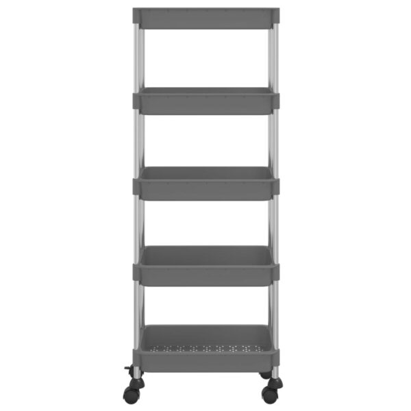 vidaXL 5-Tier Kitchen Trolley Gray 16.5"x11.4"x50.4" Iron and ABS - Image 3