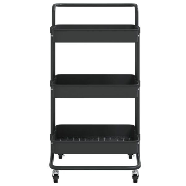 vidaXL 3-Tier Kitchen Trolley Black 16.5"x13.8"x33.5" Iron and ABS - Image 3