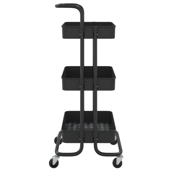 vidaXL 3-Tier Kitchen Trolley Black 16.5"x13.8"x33.5" Iron and ABS - Image 4