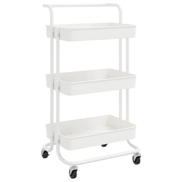 vidaXL 3-Tier Kitchen Trolley White 16.5"x13.8"x33.5" Iron and ABS - Image 2