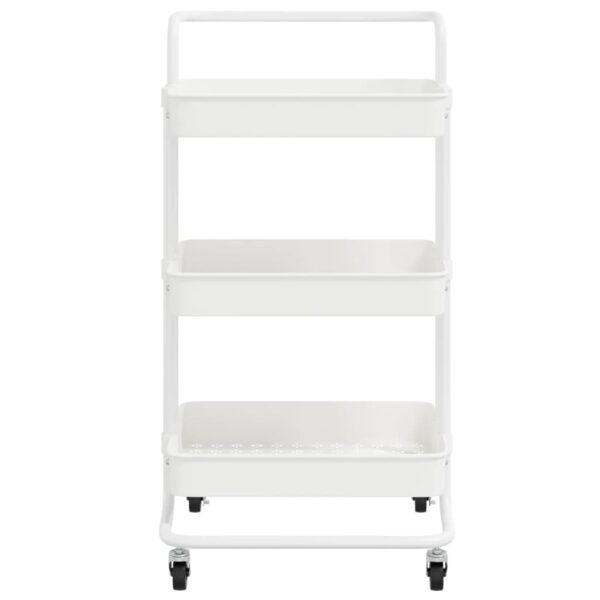 vidaXL 3-Tier Kitchen Trolley White 16.5"x13.8"x33.5" Iron and ABS - Image 3