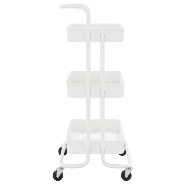 vidaXL 3-Tier Kitchen Trolley White 16.5"x13.8"x33.5" Iron and ABS - Image 4