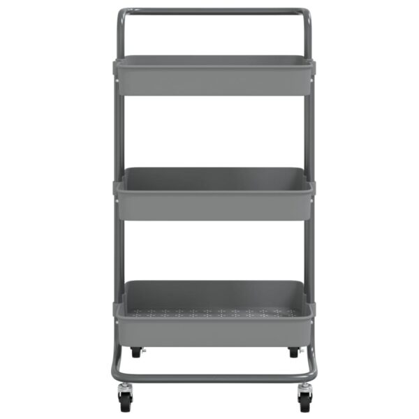 vidaXL 3-Tier Kitchen Trolley Gray 16.5"x13.8"x33.5" Iron and ABS - Image 3