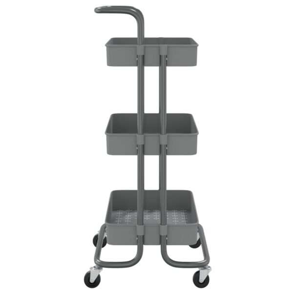 vidaXL 3-Tier Kitchen Trolley Gray 16.5"x13.8"x33.5" Iron and ABS - Image 4