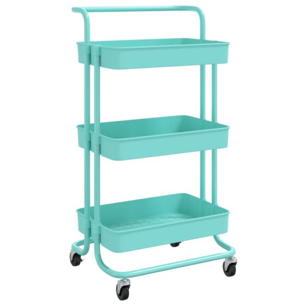 vidaXL 3-Tier Kitchen Trolley Turquoise 16.5"x13.8"x33.5" Iron and ABS - Image 2