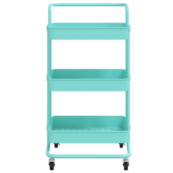 vidaXL 3-Tier Kitchen Trolley Turquoise 16.5"x13.8"x33.5" Iron and ABS - Image 3