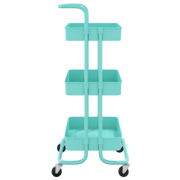 vidaXL 3-Tier Kitchen Trolley Turquoise 16.5"x13.8"x33.5" Iron and ABS - Image 4