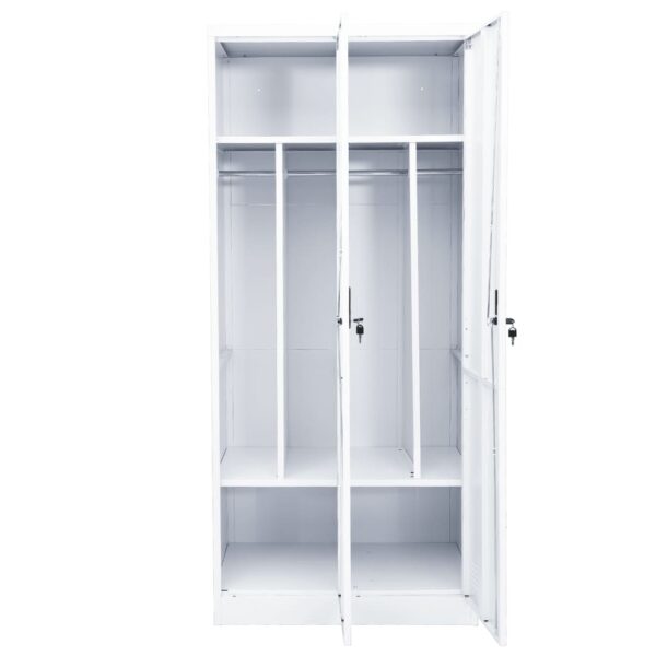 vidaXL Wardrobe White 31.5"x19.7"x70.9" Steel - Image 6